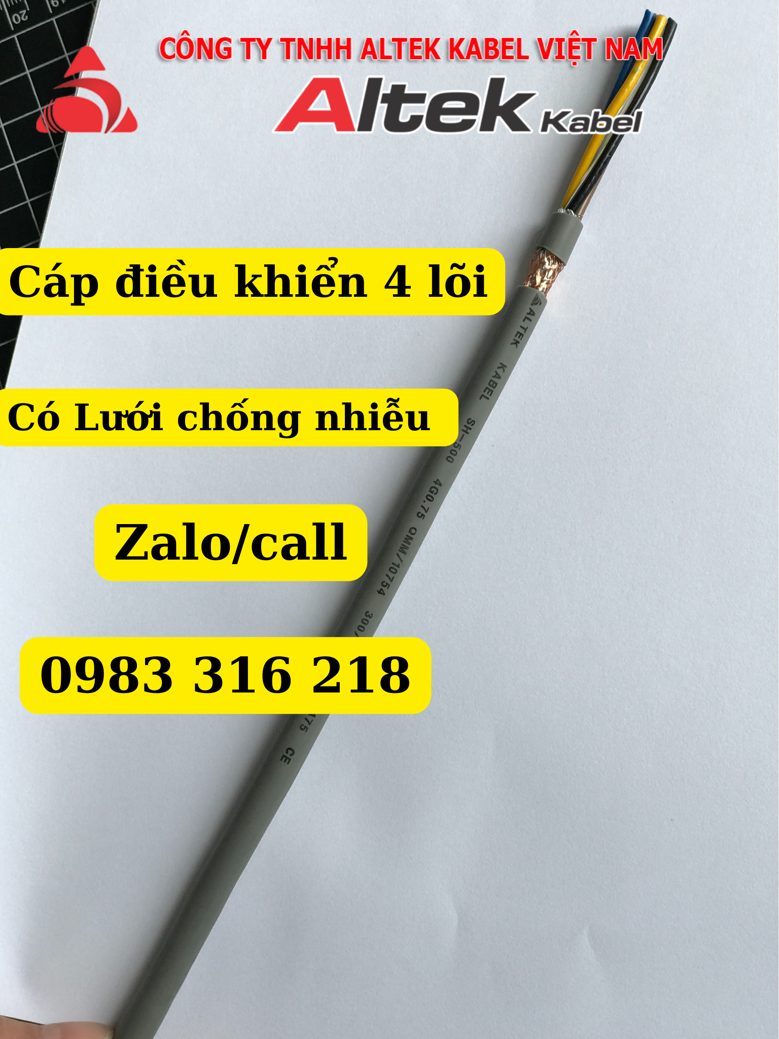 Cáp điều khiển  4 lõi có lớp chống nhiễu Altek Kabel